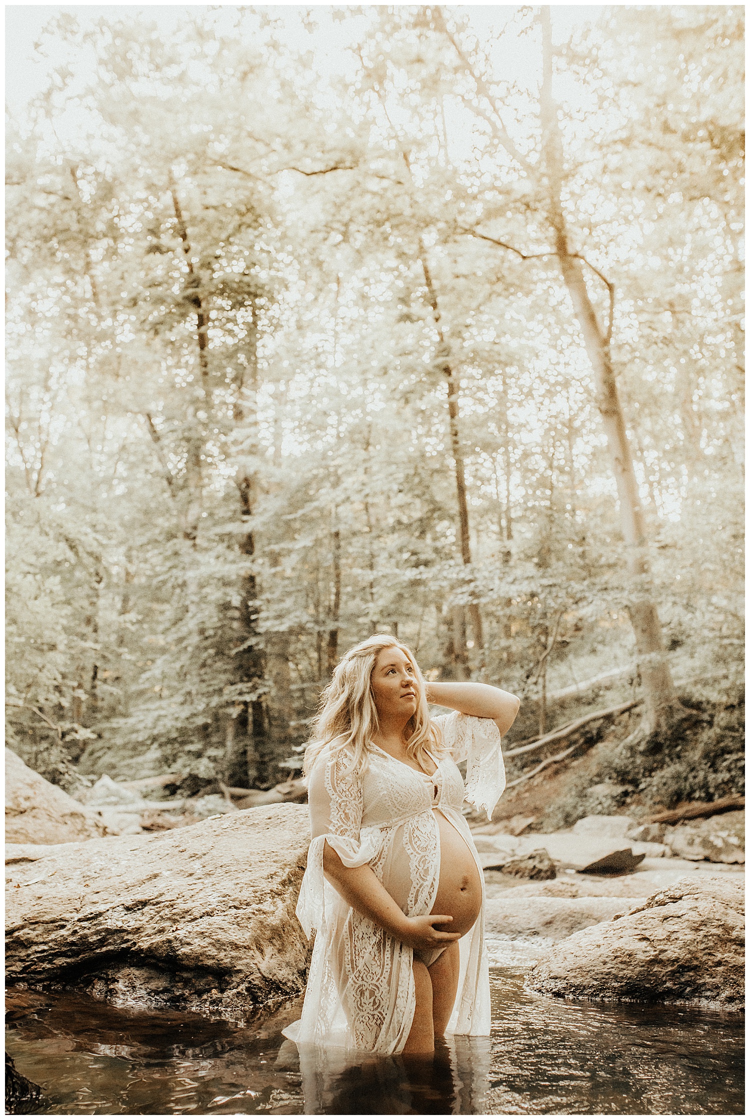 creek maternity session photo shoot by delaware county portrait photographer specializing in family photography at media pennsylvania 