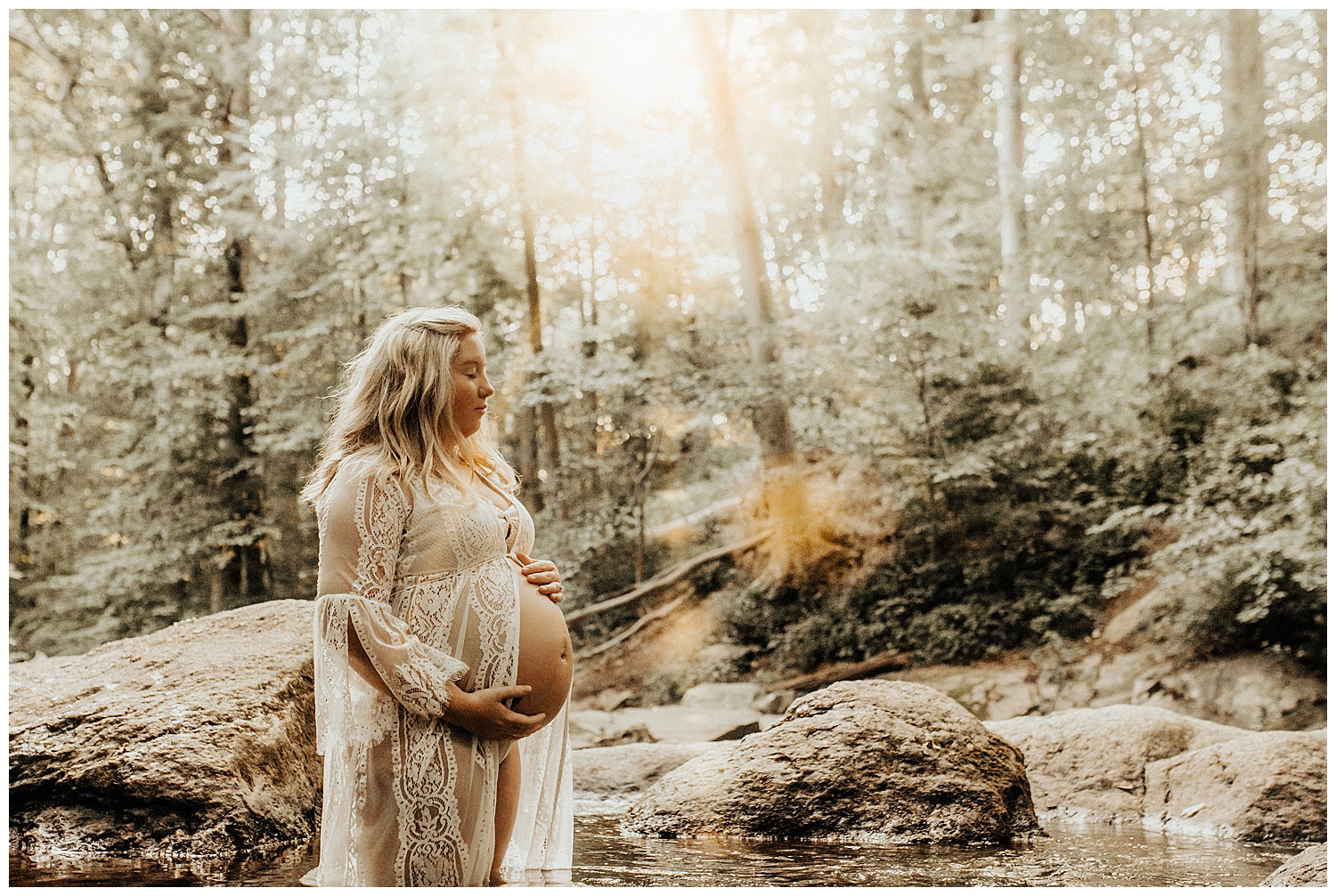 Creek Maternity Portraits at Media  Delaware County Photographer 