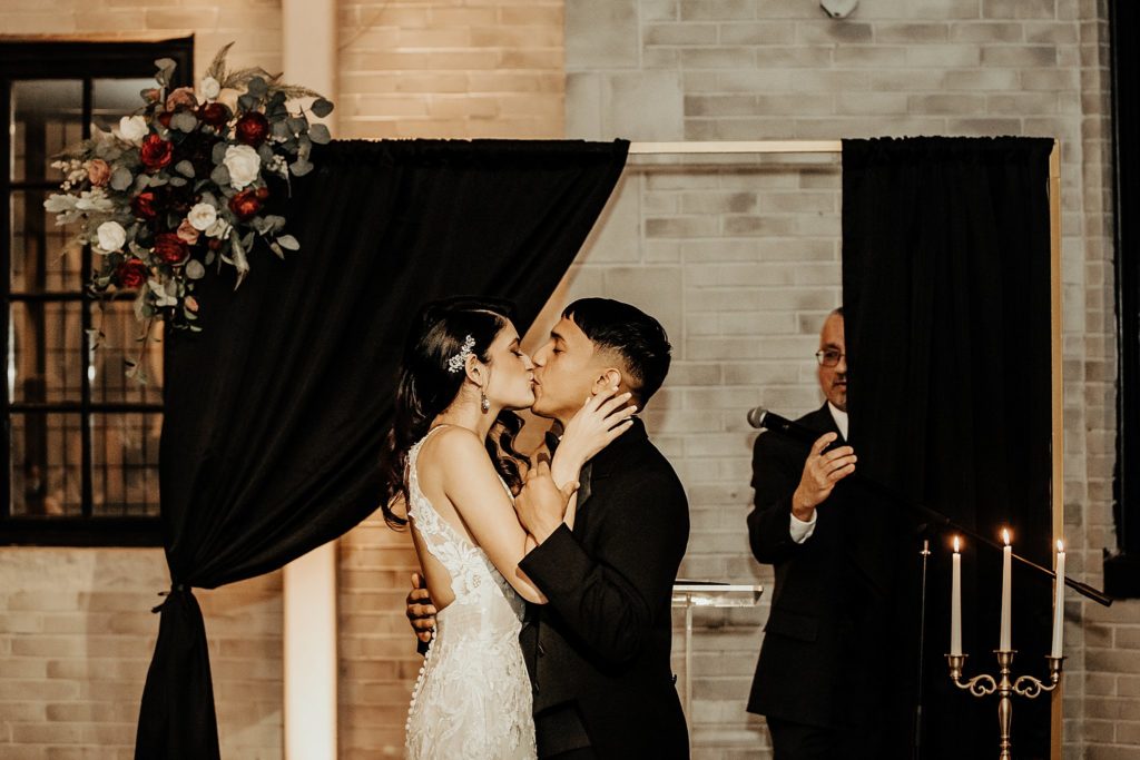 Candlelit wedding ceremony at Platform Thirty at Beat Street Station in Manayunk, Philadelphia by Brey Photo, Delaware County Wedding Photographer