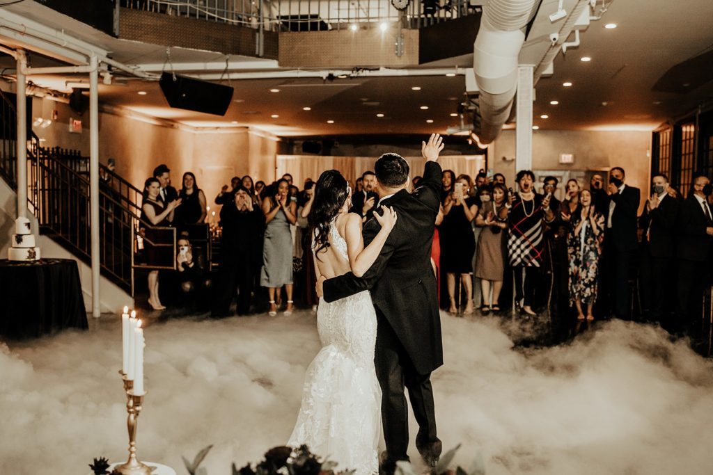 Fog machine first dance at Platform Thirty, Philadelphia winter wedding venue